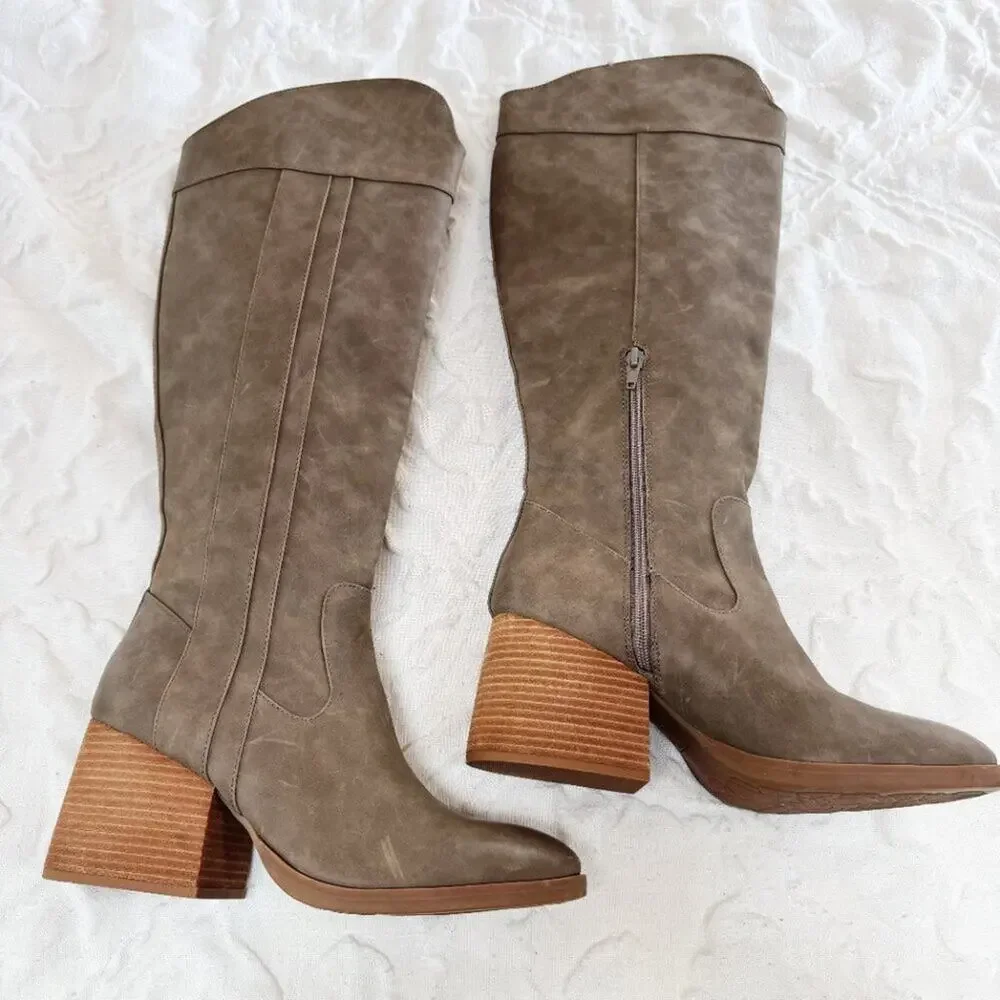 Korks Leather Tall Boots Size 9.5 New